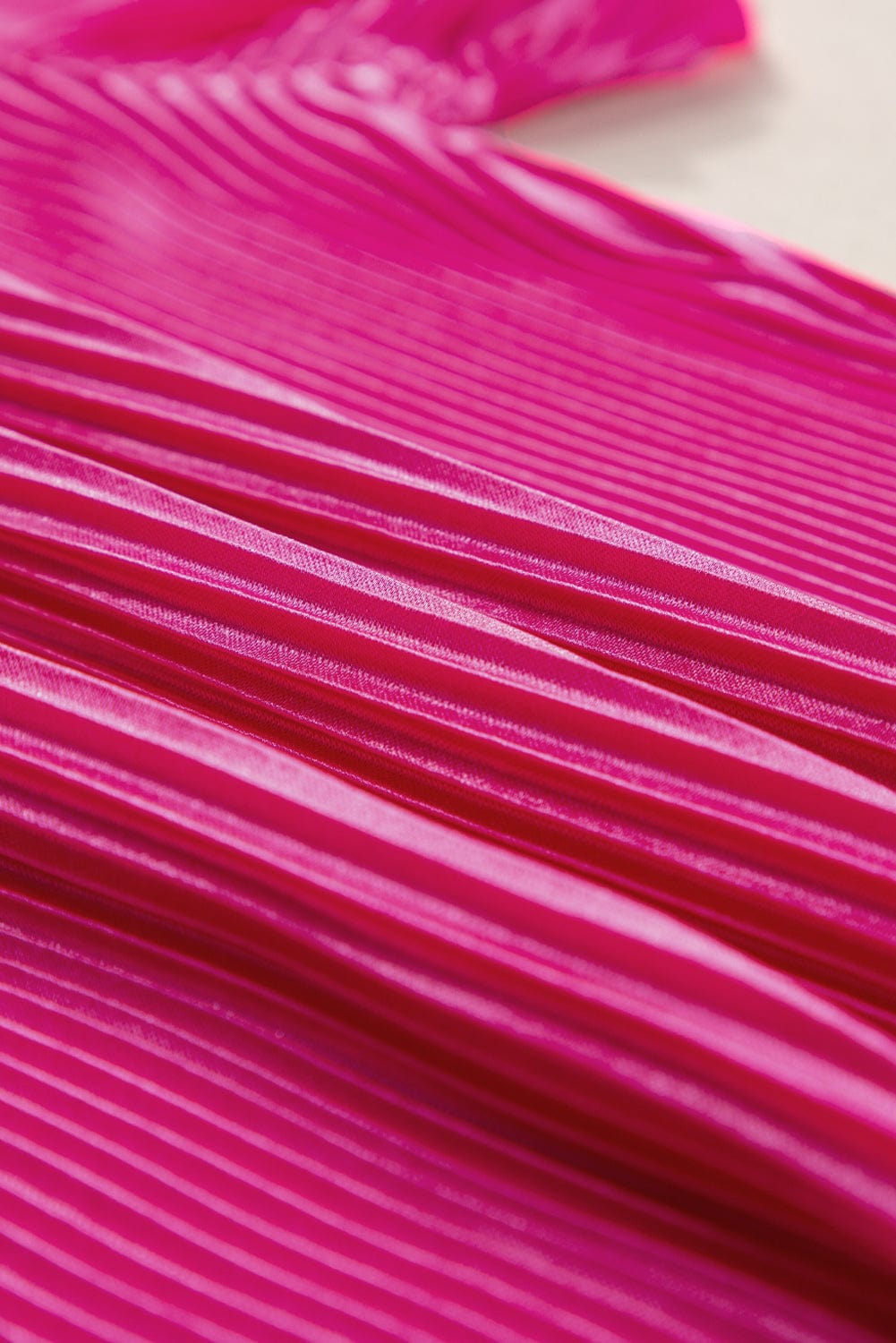 Vibrant Pink Satin Pleated Two-Piece Ensemble