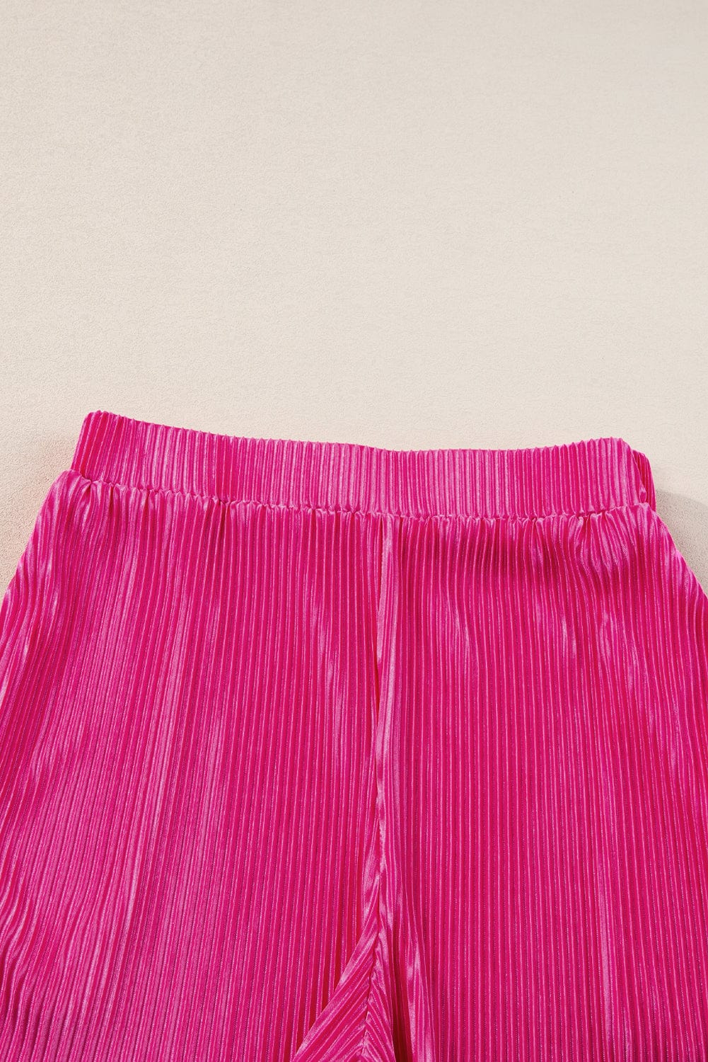 Vibrant Pink Satin Pleated Two-Piece Ensemble
