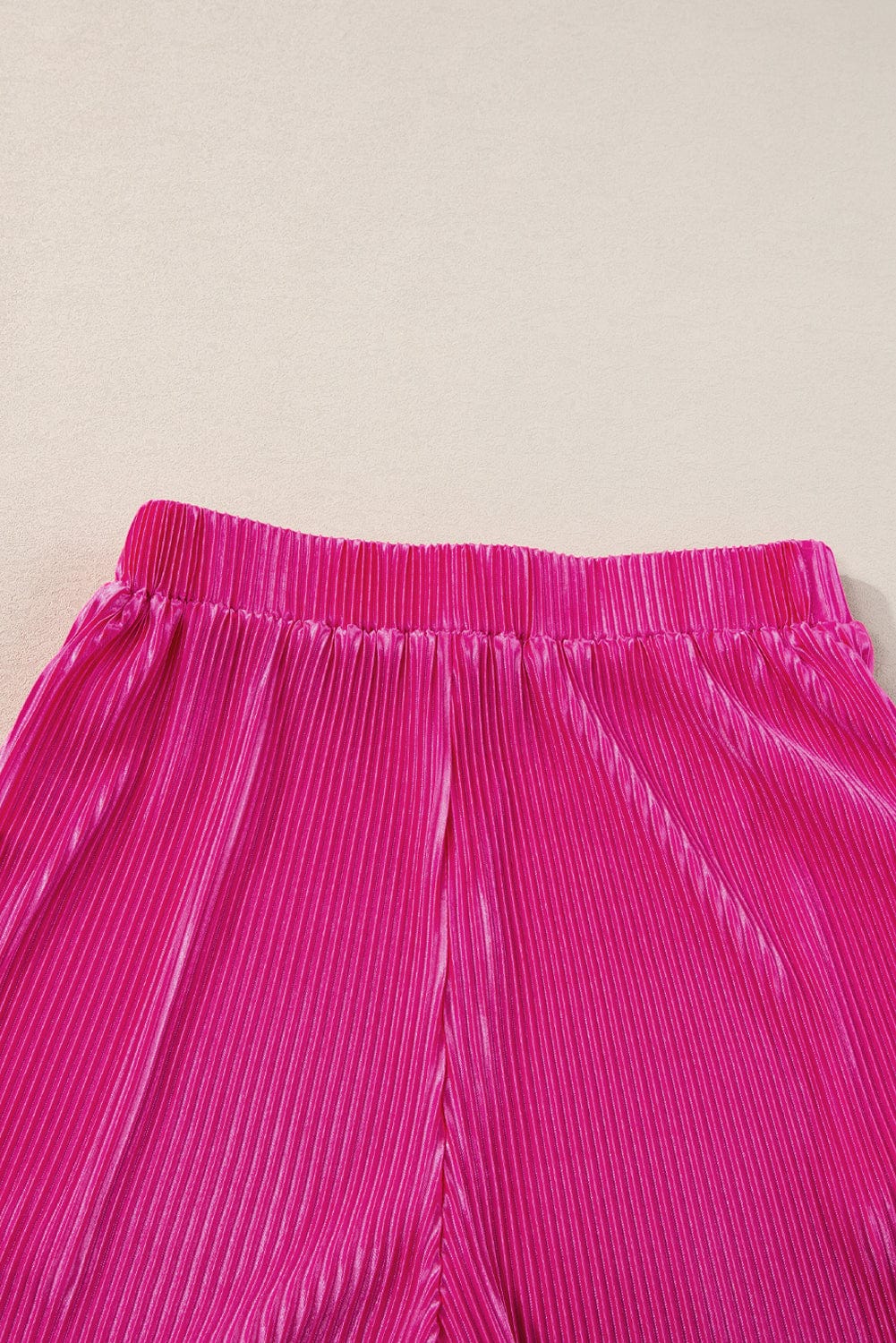 Vibrant Pink Satin Pleated Two-Piece Ensemble