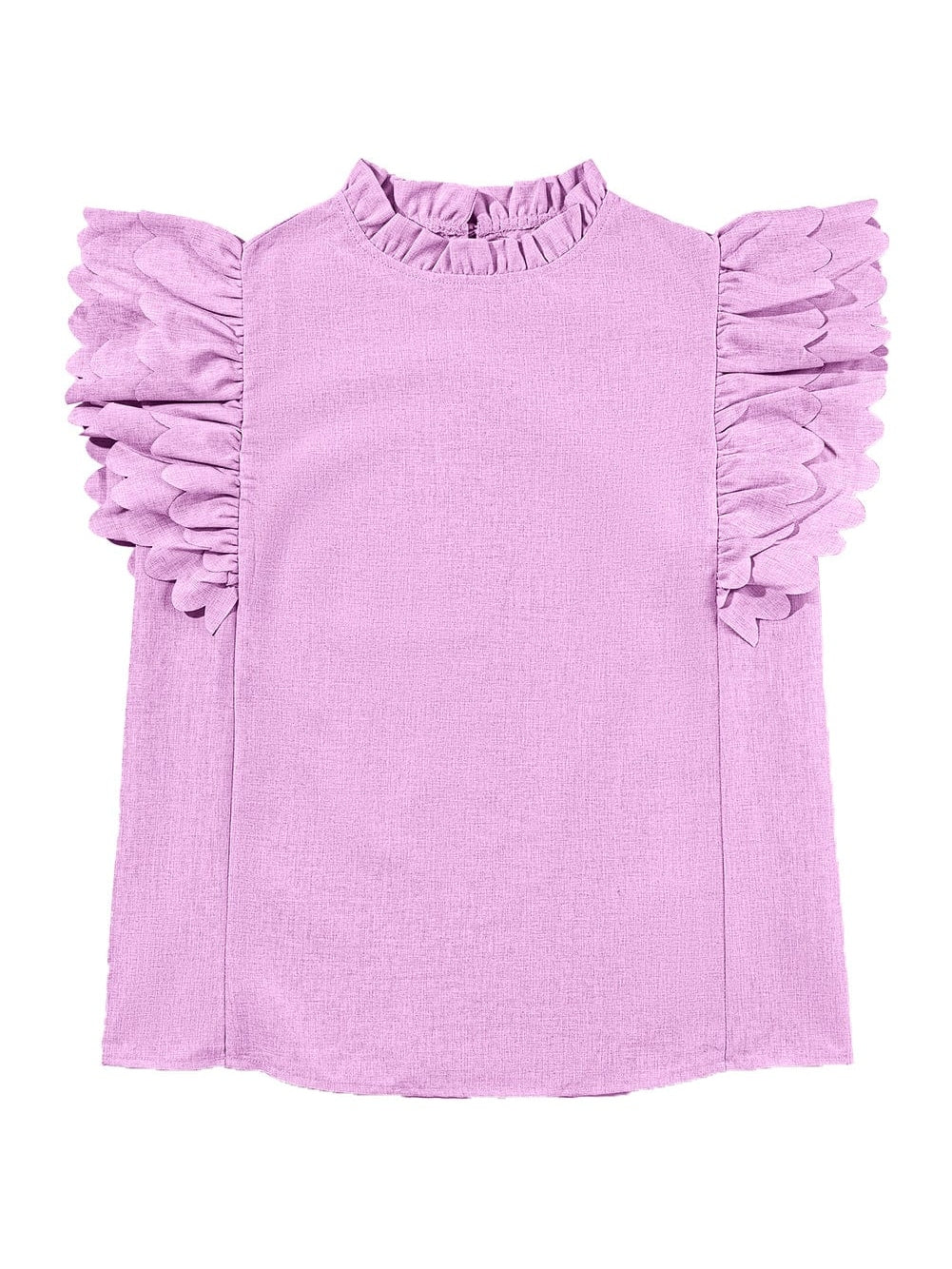 Vibrant Pink Scalloped Ruffle Sleeve Blouse