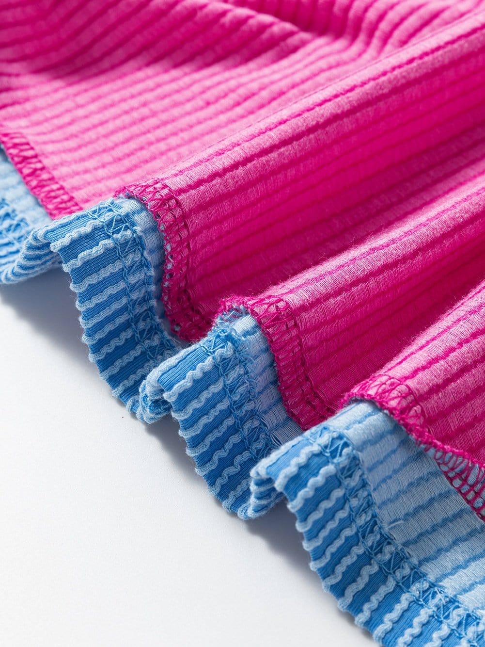 Vibrant Pink Textured Top with Contrast Trim - Casual Summer Tee