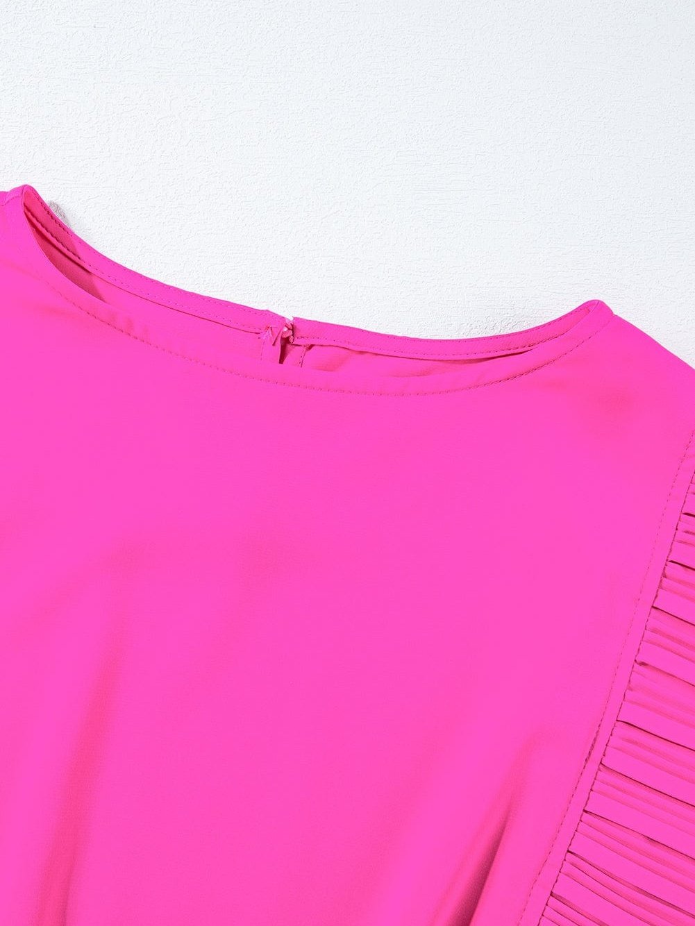 Vibrant Pink Tiered Flutter Sleeve Mini Dress