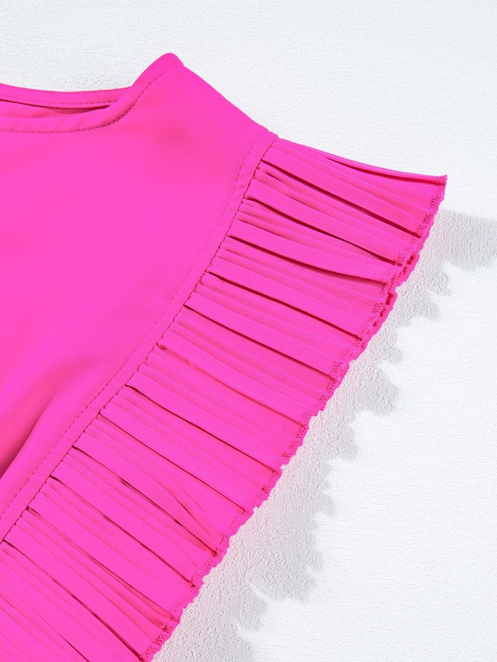 Vibrant Pink Tiered Flutter Sleeve Mini Dress