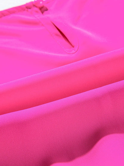 Vibrant Pink Tiered Flutter Sleeve Mini Dress