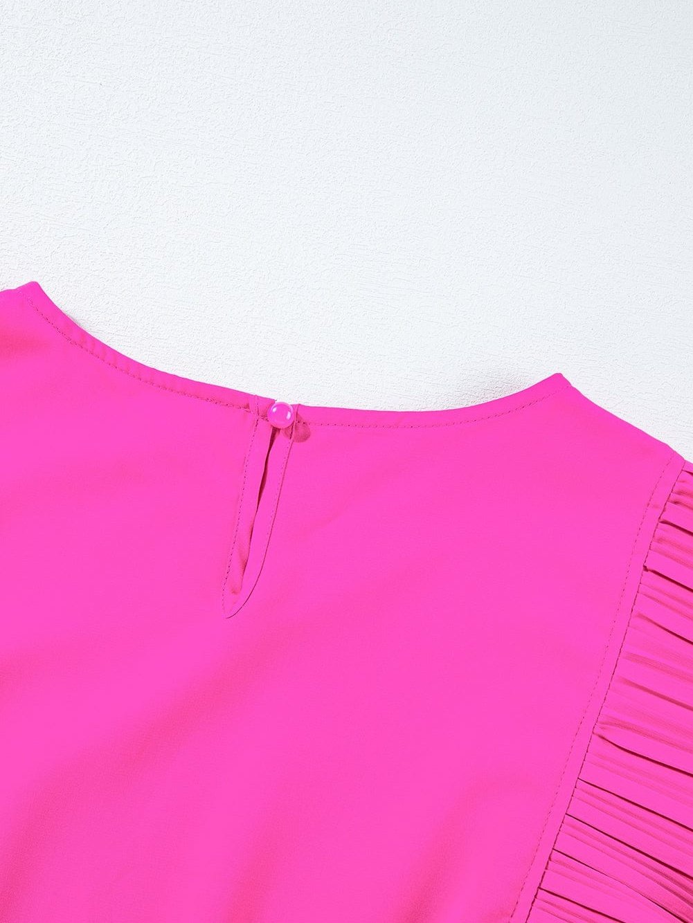 Vibrant Pink Tiered Flutter Sleeve Mini Dress