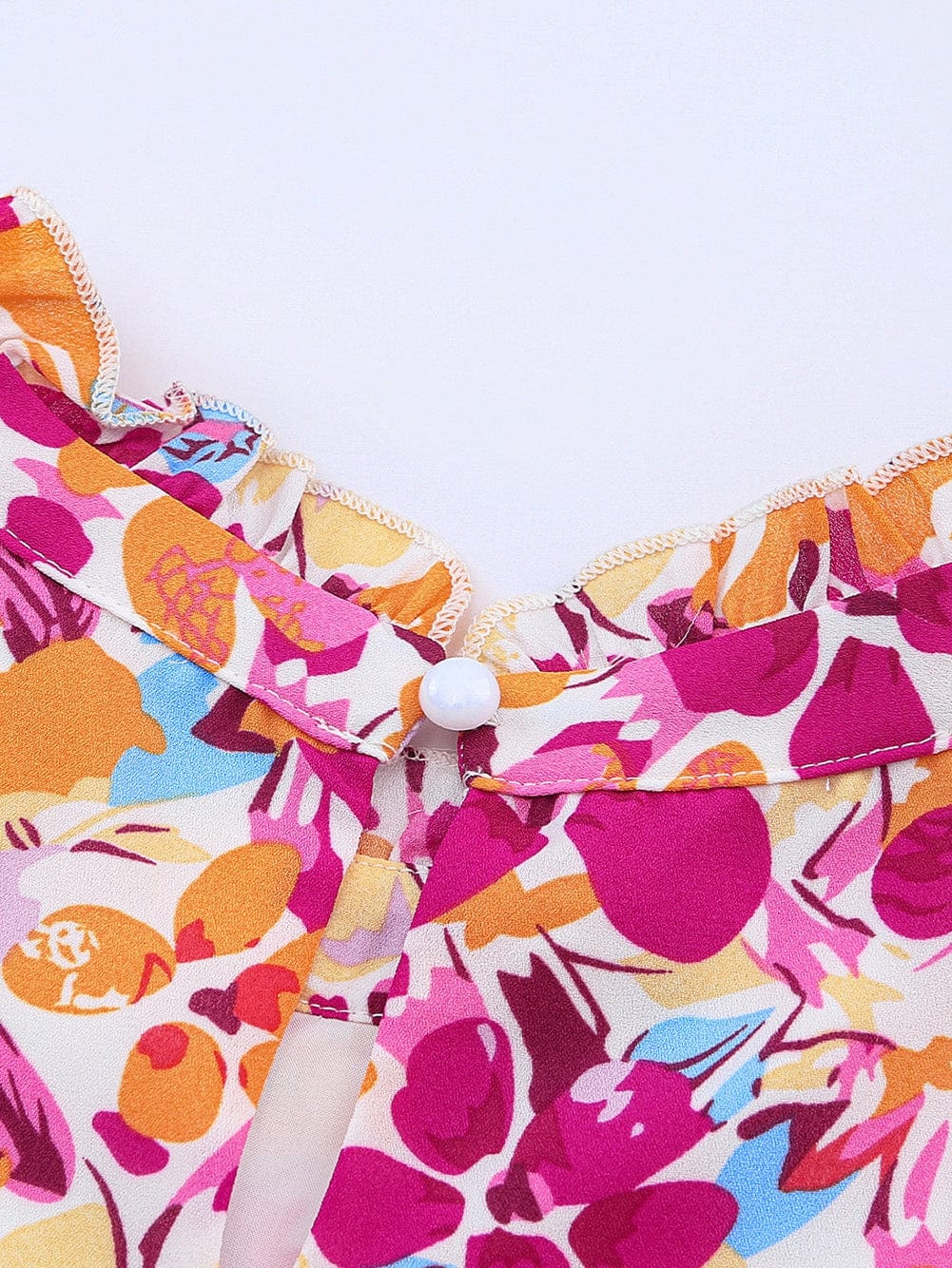 Vibrant Red Floral Ruffle Trim Tiered Sleeveless Mini Dress