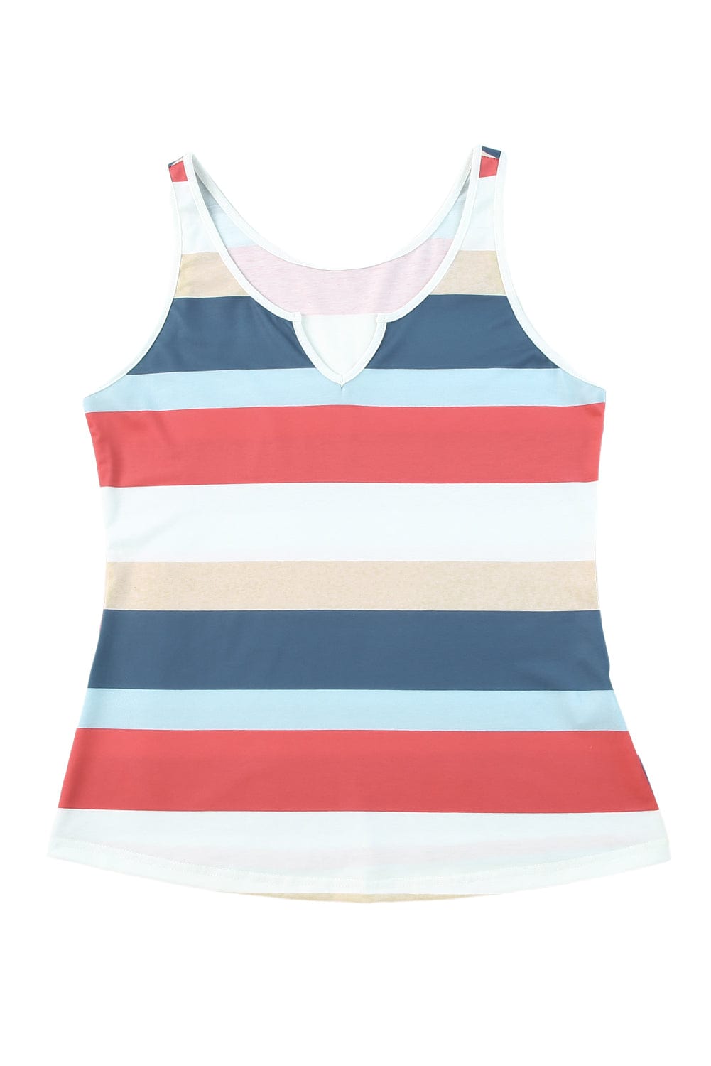 Vibrant Striped Color Block V-Neck Sleeveless Top