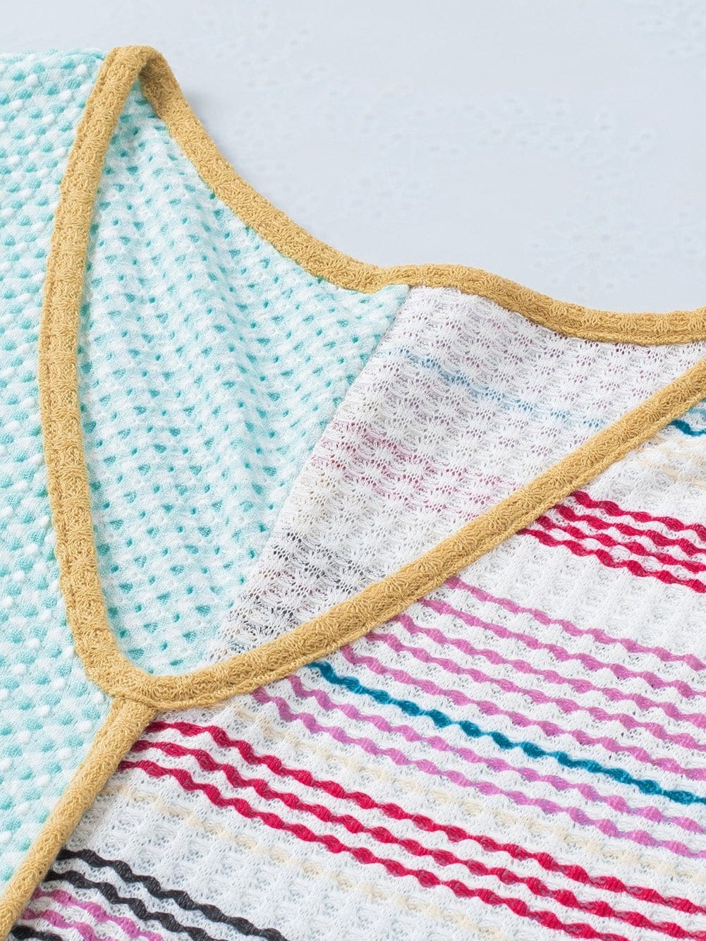 Vibrant Striped Knit A-line Dress with Colorful Patchwork