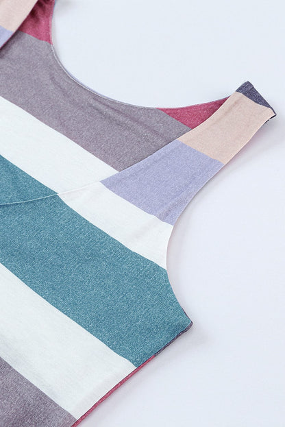 Vibrant Striped Maxi Tank Dress with Side Slits