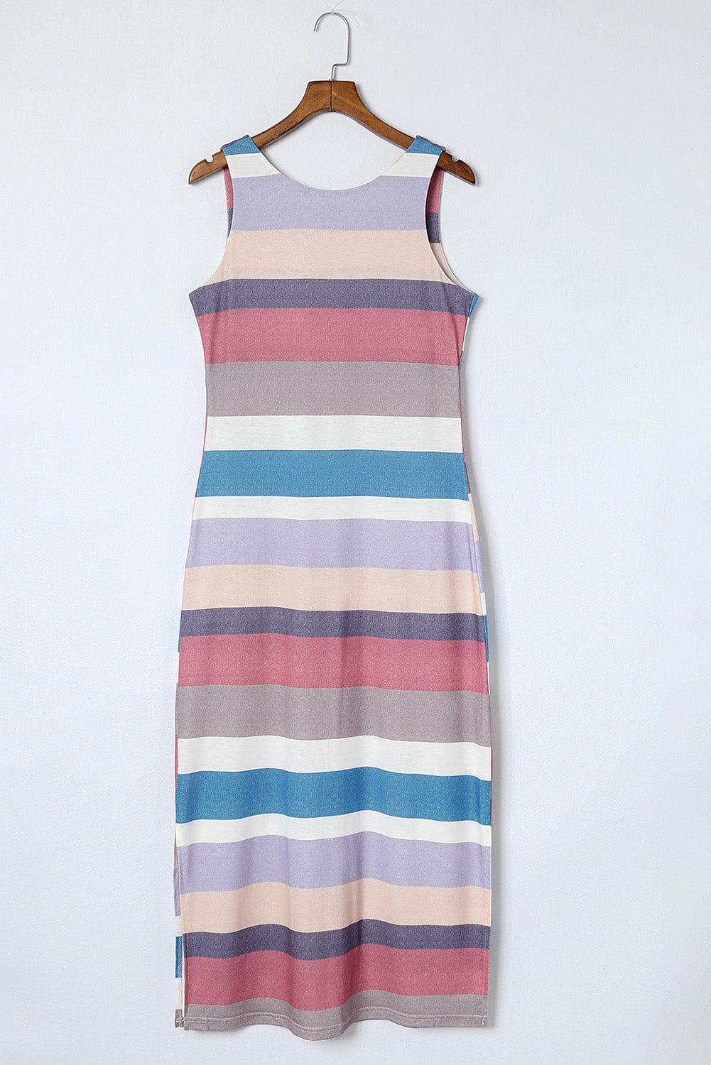Vibrant Striped Maxi Tank Dress with Side Slits