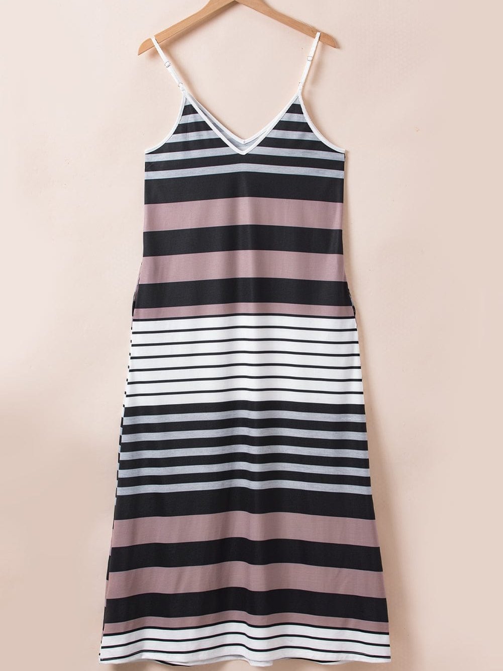 Vibrant Striped Spaghetti Strap Maxi Dress