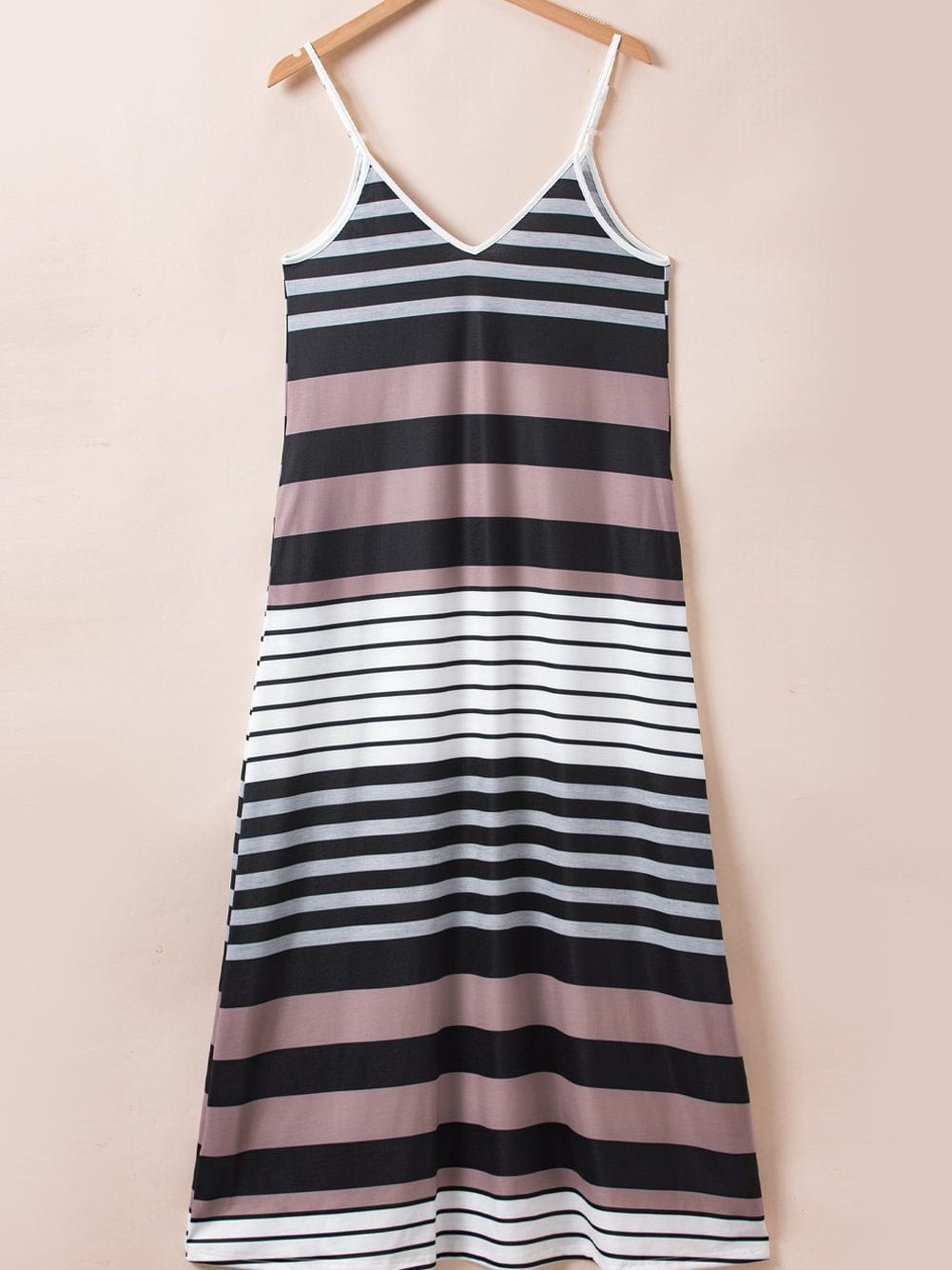 Vibrant Striped Spaghetti Strap Maxi Dress