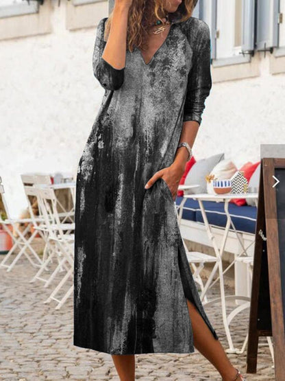 Vibrant Vibe Tie-Dye V-Neck Slit Dress