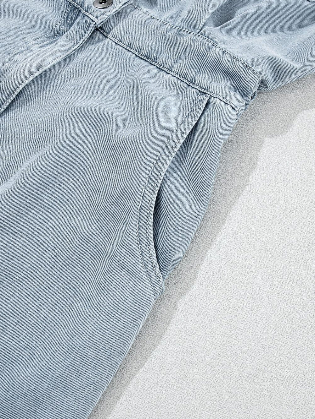 Vintage Beau Blue Denim Dress with Batwing Sleeves and Slit Back