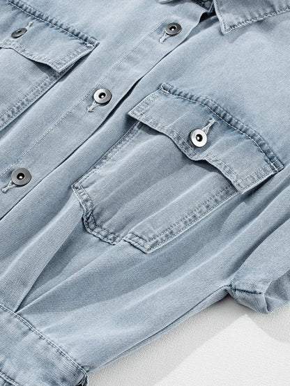 Vintage Beau Blue Denim Dress with Batwing Sleeves and Slit Back