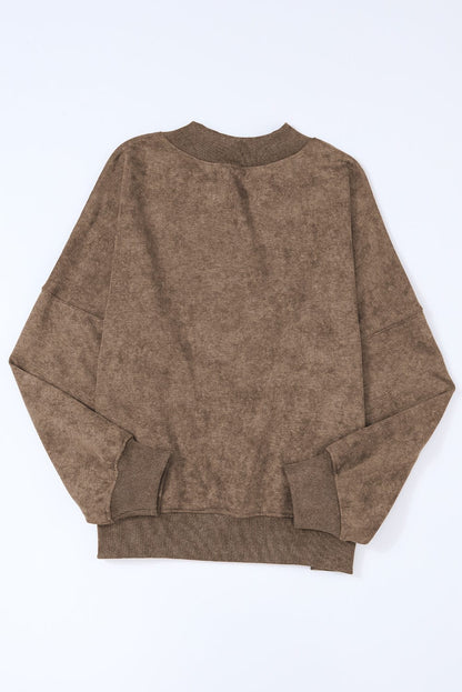 Vintage Brown Drop Shoulder Crew Neck Pullover Sweatshirt