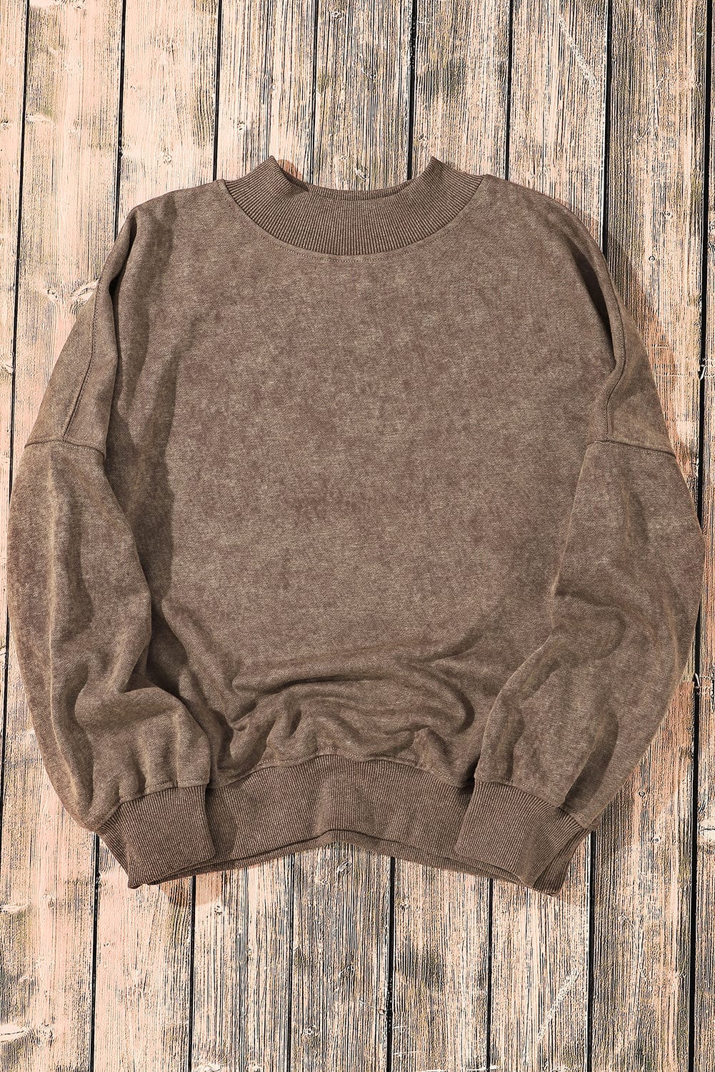 Vintage Brown Drop Shoulder Crew Neck Pullover Sweatshirt