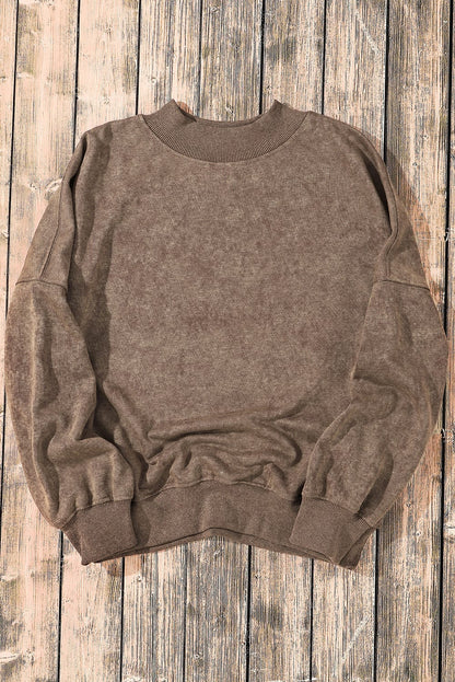 Vintage Brown Drop Shoulder Crew Neck Pullover Sweatshirt