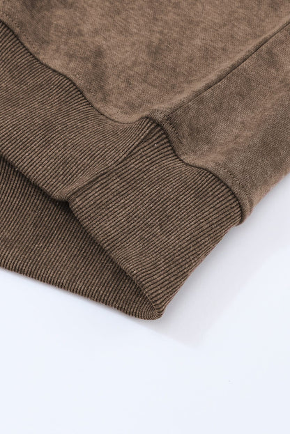 Vintage Brown Drop Shoulder Crew Neck Pullover Sweatshirt