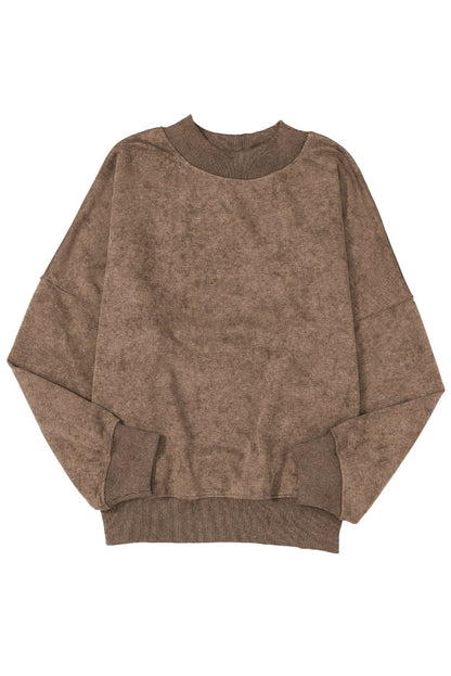 Vintage Brown Drop Shoulder Crew Neck Pullover Sweatshirt