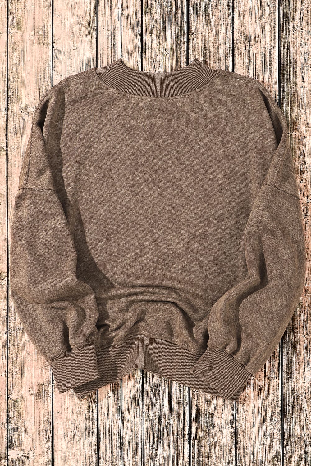 Vintage Brown Drop Shoulder Crew Neck Pullover Sweatshirt