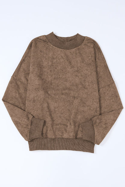 Vintage Brown Drop Shoulder Crew Neck Pullover Sweatshirt