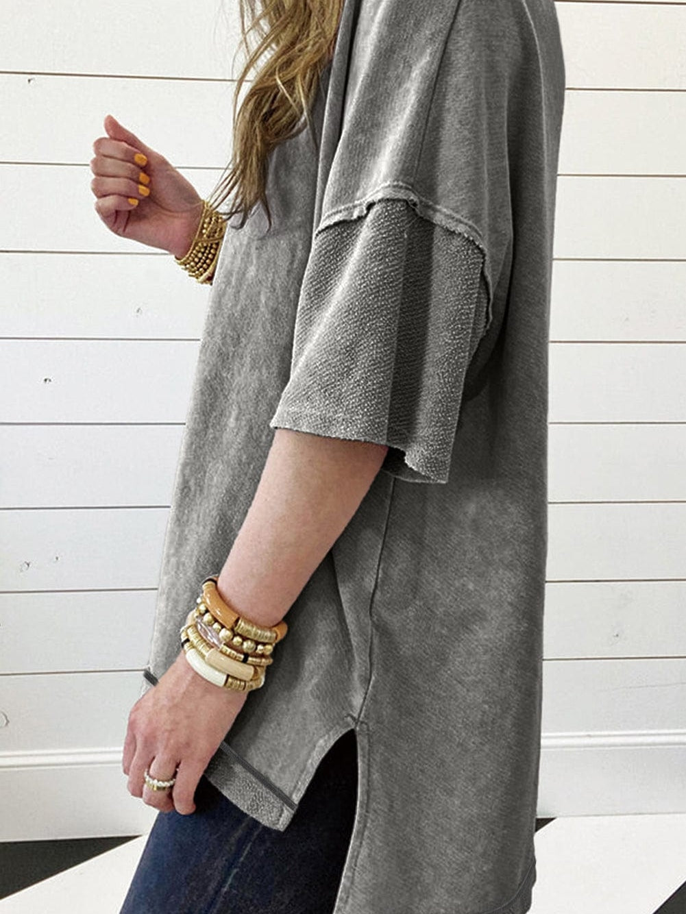 Vintage Mineral Washed Oversized Tee with Exposed Seam Detail