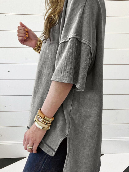 Vintage Mineral Washed Oversized Tee with Exposed Seam Detail