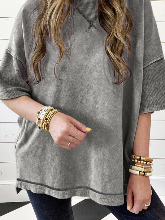Vintage Mineral Washed Oversized Tee with Exposed Seam Detail