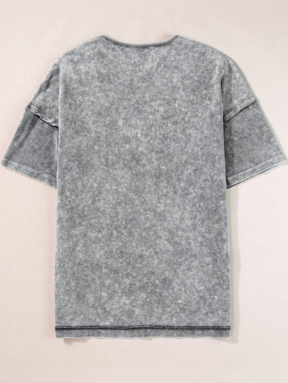 Vintage Mineral Washed Oversized Tee with Exposed Seam Detail