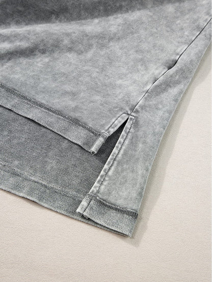 Vintage Mineral Washed Oversized Tee with Exposed Seam Detail