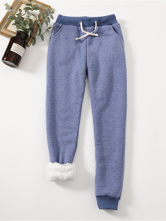 Women's Fleece Pants Fleece Plain Light Gray Dark Grey Active High Waist Full Length Outdoor Street Fall Winter
