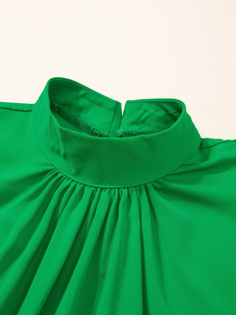 Vivid Lime Split Batwing Sleeve Top with High Neck