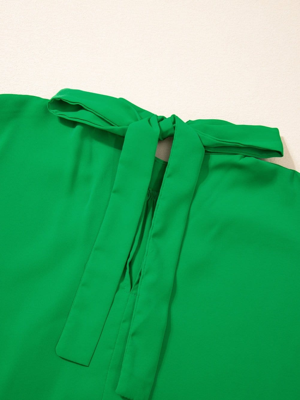 Vivid Lime Split Batwing Sleeve Top with High Neck