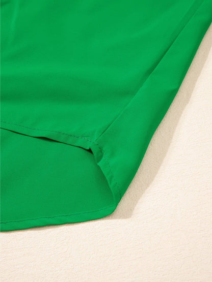 Vivid Lime Split Batwing Sleeve Top with High Neck