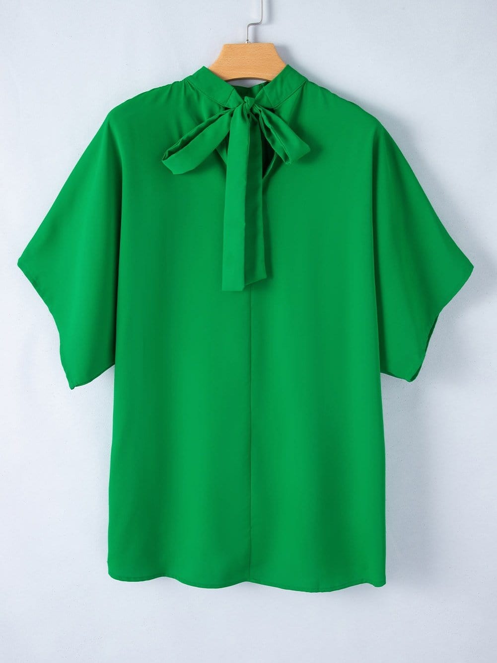 Vivid Lime Split Batwing Sleeve Top with High Neck