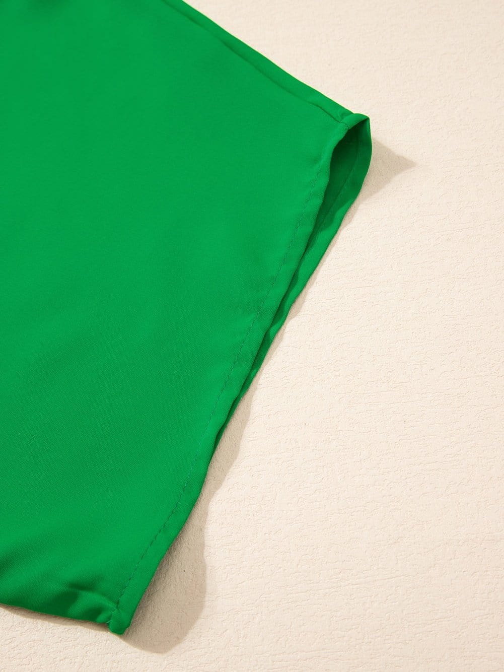 Vivid Lime Split Batwing Sleeve Top with High Neck