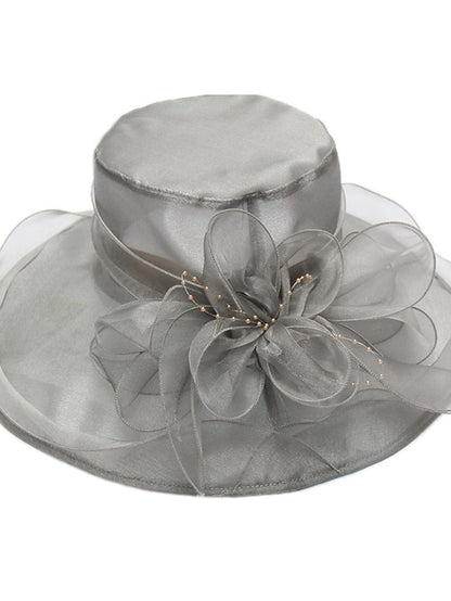 Women's Party Hat Party Wedding Special Occasion Flower Solid Color Beige Black Hat White Gray Fall Spring Summer - LuckyFash™