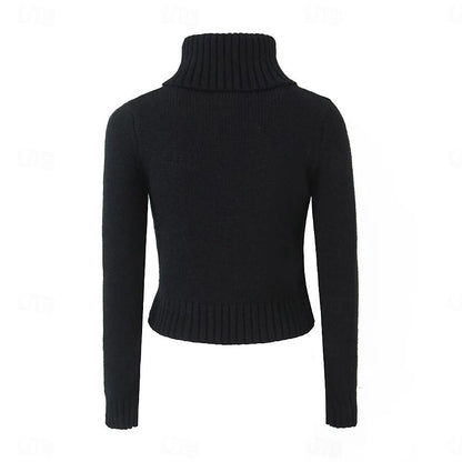 Set with Cropped Turtleneck Sweater Knitted Mini Skirt 2 PCS Sexy Cute Y2K Casual Daily Outfits