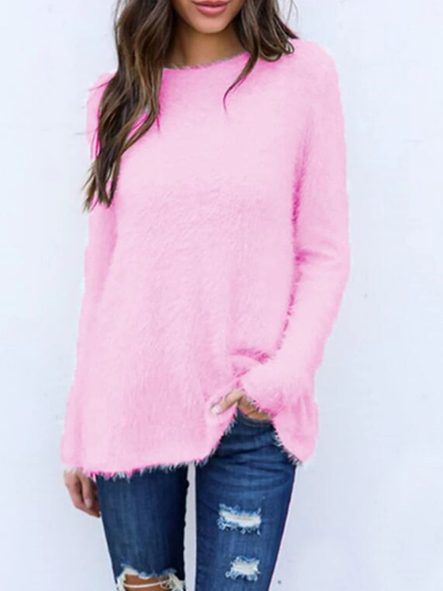 Women's Pullover Sweater Jumper Crew Neck Ribbed Knit Cotton Oversized Fall Winter Regular Outdoor Daily Holiday Stylish Casual Soft Long Sleeve Solid Color Black White Yellow S M L