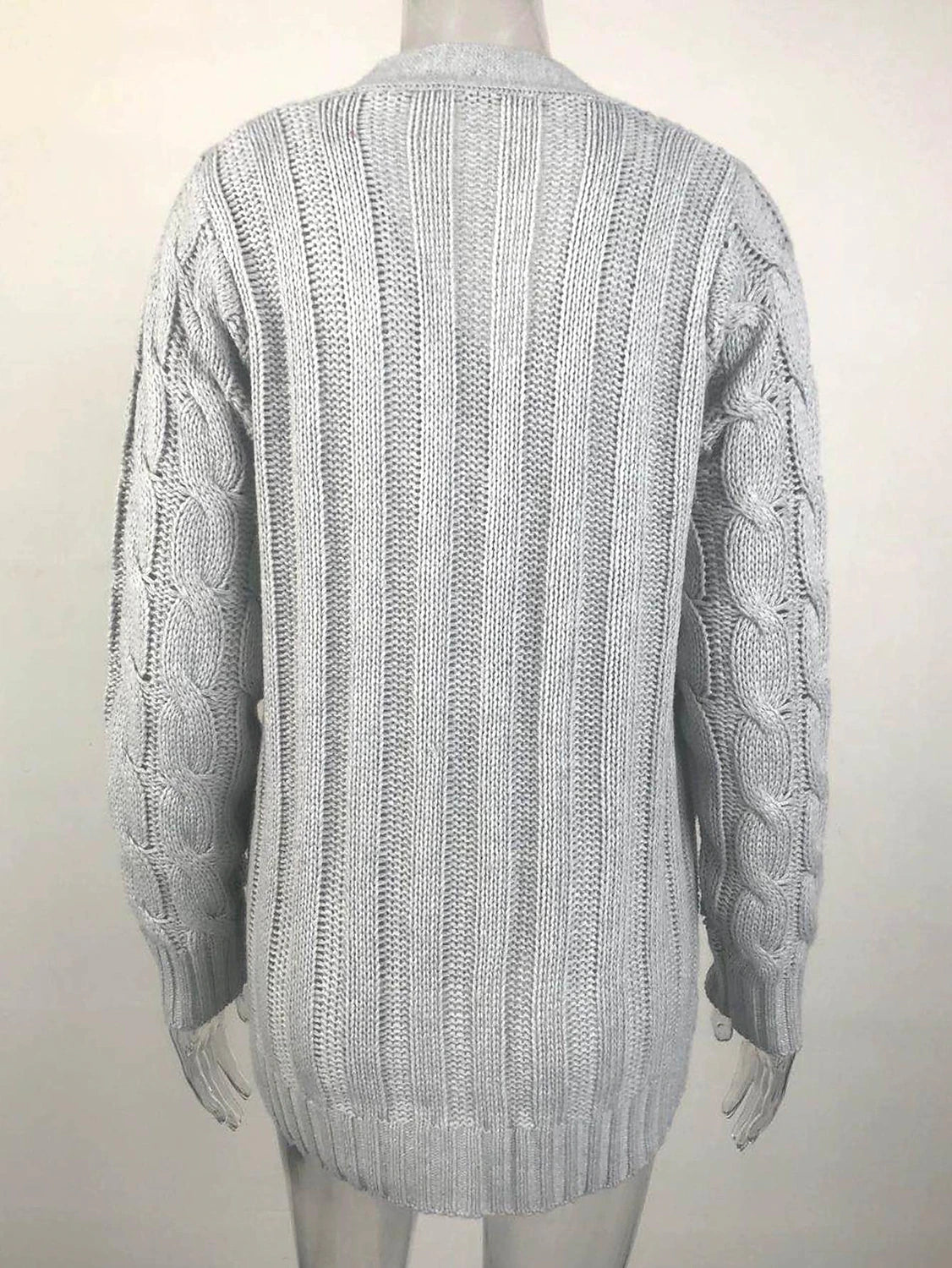 Spring Outfits - Women's Sweater Cardigans & T-Shirt & Bag Set Cable-Knit Buttoned Cardigan with Pockets and Blouse T shirt Tee Basic