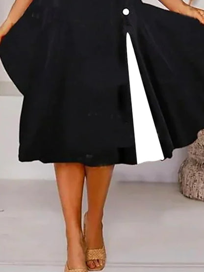 Women's Dress - Casual Dress Midi Dress Black Sleeveless Color Block Ruched Spring Summer Cold Shoulder Casual Weekend 2023 S M L XL XXL 3XL