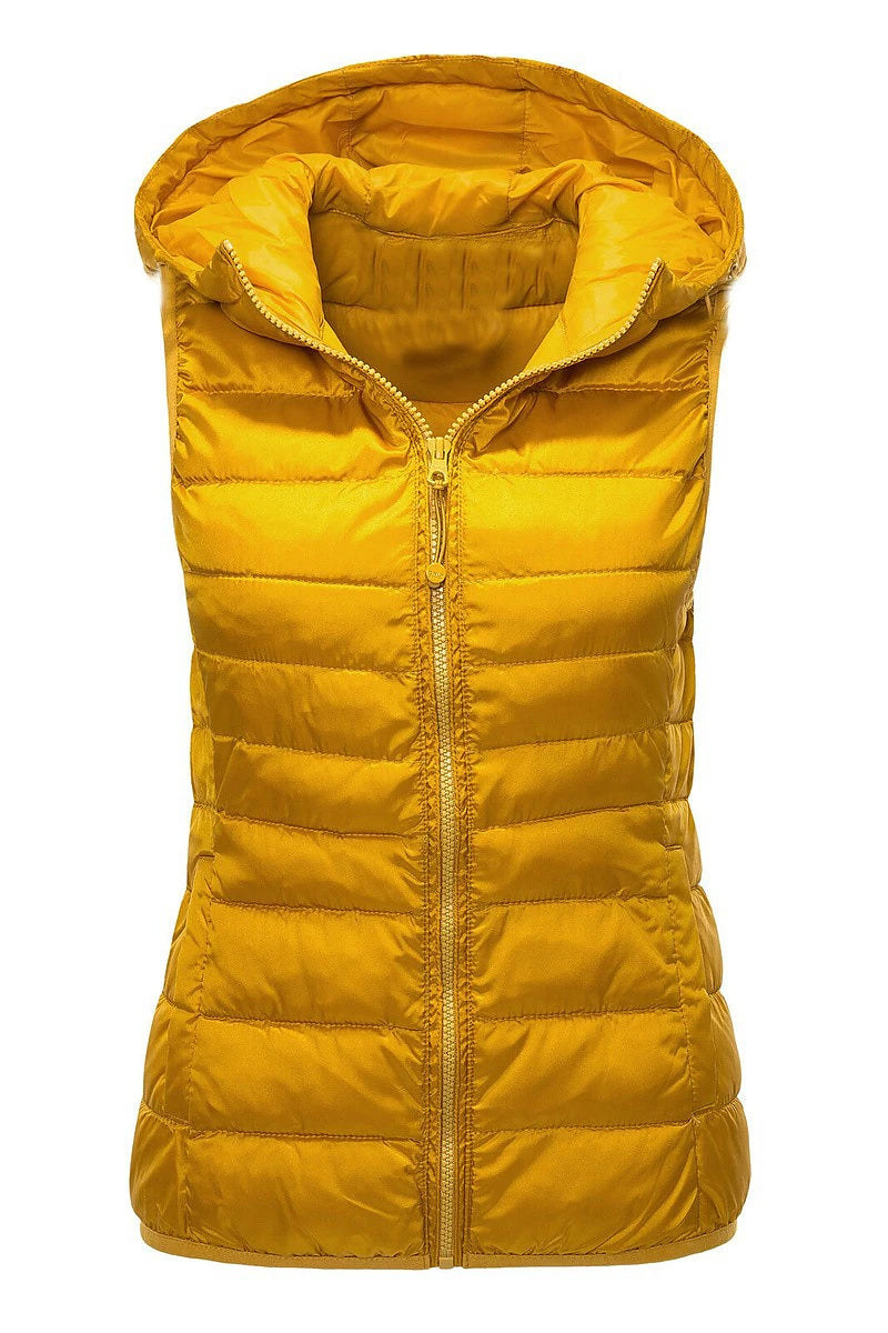 Women's Hiking Vest Down Vest Sleeveless Top Outdoor Windproof Breathable Quick Dry Soft Winter Stylish Polyester Black White Yellow Hunting Fishing Climbing