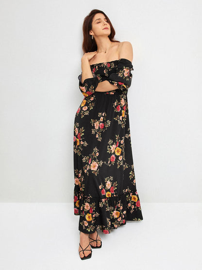 Floral Pattern Spring Vacation Dress, Wedding Guest Dresses