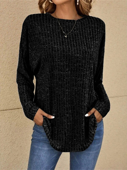 Women's Pullover Sweater Jumper Crew Neck Ribbed Knit Polyester Oversized Spring Fall Outdoor Valentine's Day Daily Stylish Casual Soft Long Sleeve Solid Color Black Pink Royal Blue S M L