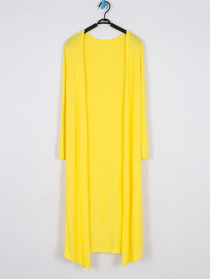 Women's Cardigan Sweater Open Front Ribbed Knit Modal Oversized Summer Fall Long Daily Going out Weekend Stylish Casual Soft Long Sleeve Solid Color Black White Yellow One-Size