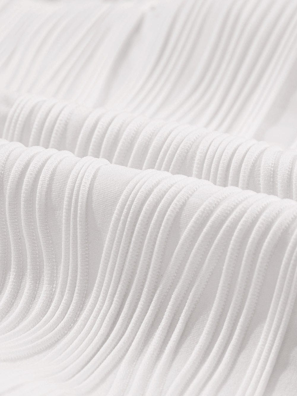 Wavy White Textured Ruffle Sleeve Blouse