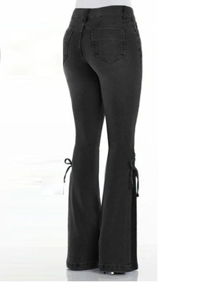 Women's Jeans Cotton Plain Black Deep Blue Active High Waist Full Length Outdoor Street Fall Winter