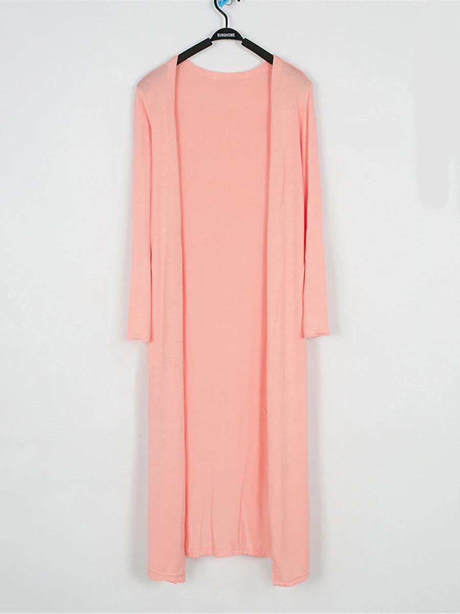 Women's Cardigan Sweater Open Front Ribbed Knit Modal Oversized Summer Fall Long Daily Going out Weekend Stylish Casual Soft Long Sleeve Solid Color Black White Yellow One-Size