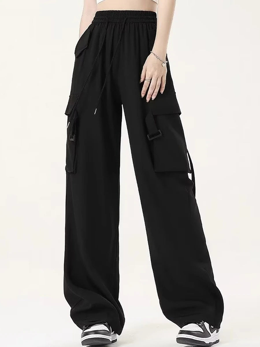 Women's Cargo Pants Polyester Plain Black Pink Fashion High Rise Full Length Street Daily Wear Fall Winter